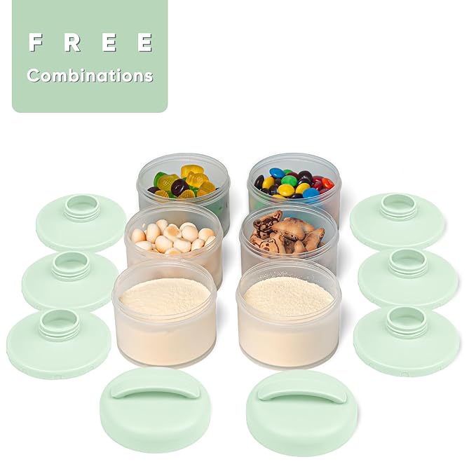 Termichy Stackable Formula Dispenser Portable Milk Powder Container, 2 Pack, Light Green