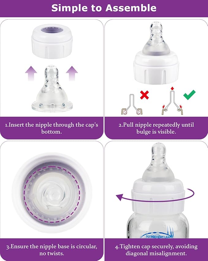 Silicone Nipple for Dr. Brown's Narrow Baby Bottle & Glass Bottles,Level 1 Nipples, Slow Flow, 1m+, 6 Count