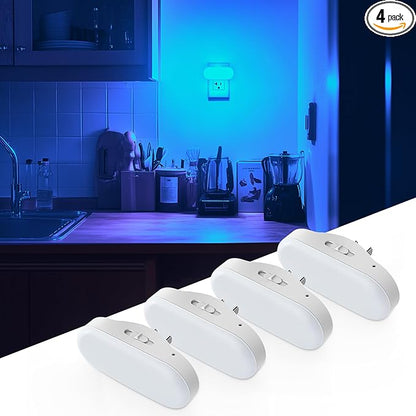 DORESshop Blue Night Light Plug into Wall With Light Sensor 4 Pack, 1W Led Dimmable night light for Bedroom, Kids Room, Bathroom, Gift