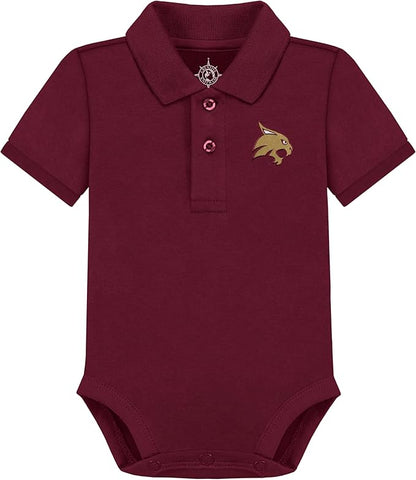 Creative Knitwear College Baby Polo Bodysuit Solid - Team Logo, Multiple Colors, for Boys & Girls (0-12 Months)