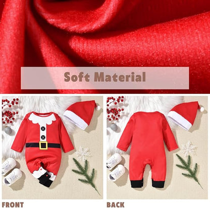 Aalizzwell Infant Baby Boys Girls First Christmas Outfit Xmas Romper Elf Santa Clothes