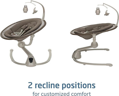 Maxi-COSI Cassia Smart Baby Swing for Infants, Portable Foldable Swing with Music, 360 Rotation, 5 Speeds, 12 Melodies, EcoCare Fabric, Auto Motion Sensor, 2 Reclines, Truffle