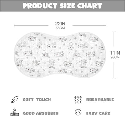 4 Pack Muslin Burp Cloths Samoyed Dogs White Cotton Baby Burp Cloths Soft Burping Cloth Absorbent Spit Up Rags for Newborn Baby Boys Girls 22x11 Inch