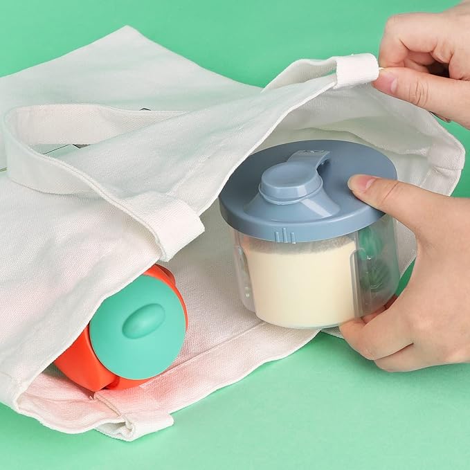 Accmor Baby Formula Dispenser On The Go, Non-Spill Rotating Four-Compartment Formula Container to Go, Milk Powder Kids Snack Container for Infant Toddler Travel Outdoor, Blue