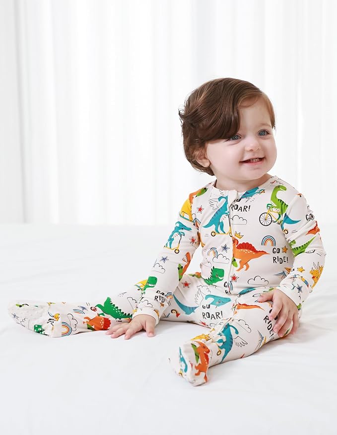 Baby Footie Romper Pajamas Unisex Newborn Infant Pjs Soft Rompers Viscose from Bamboo Sleepwear