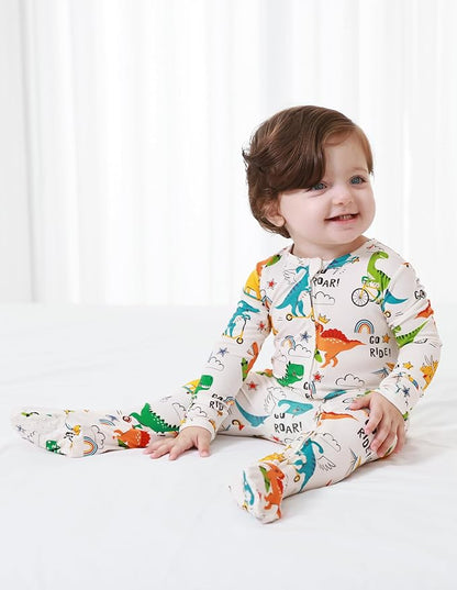 Baby Footie Romper Pajamas Unisex Newborn Infant Pjs Soft Rompers Viscose from Bamboo Sleepwear