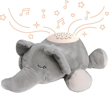 PureBaby Sound Sleepers Portable Sound Machine & Star Projector - Plush Sleep Aid for Baby and Toddlers with Soothing Night Light Display, 10 Lullabies, White Noise, and Heartbeat Sounds (Elephant)