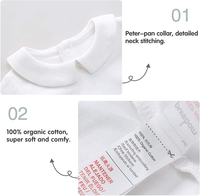 pureborn Baby Girls Boys Bodysuit Super Soft Cotton Romper 0-24 Months