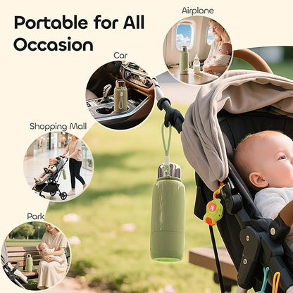 QIBOX Portable Bottle Warmer for Travel - 3Min Fast Heating of Breast Milk and Formula, 36W Fast Charge, 17 Ounces Large Capacity, Baby Bottle Warmer On The Go for Outdoor Airplane and Car