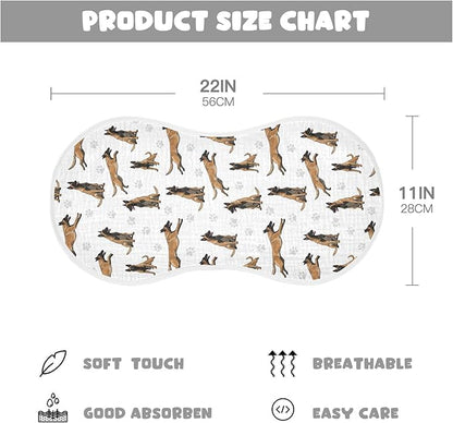 2 Pack Muslin Burp Cloths German Dogs Paw Prints White Cotton Baby Burp Cloths Extra Absorbent and Soft Thick Burping Cloth for Newborn Must Haves 22x11 Inch