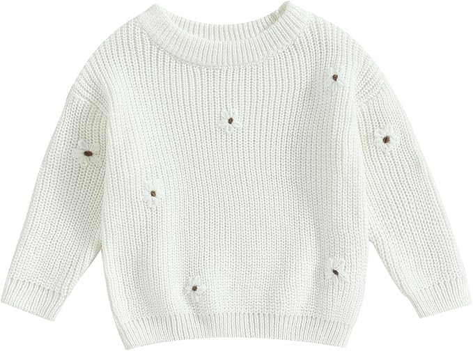 Mubineo Baby Girl Winter Clothes Cute Flower Sweater Crewneck Pullover Long Sleeve Knit Newborn Infant Sweaters