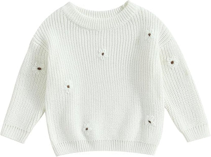 Mubineo Baby Girl Winter Clothes Cute Flower Sweater Crewneck Pullover Long Sleeve Knit Newborn Infant Sweaters