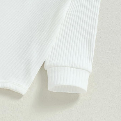 Newborn Baby Boy Girl Clothes Ribbed Knitted Long Sleeve Romper Pants Solid Cotton Infant Fall Winter Outfits 2Pcs