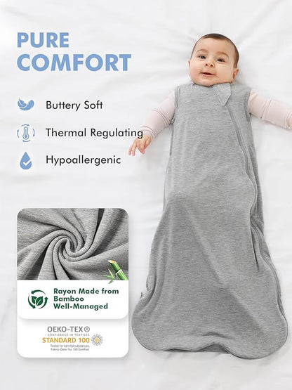 HAPIU Unisex Rayon Made from Bamboo Baby Sleep Sack TOG 0.5, 2-Way Zipper YKK, Wearable Blanket Toddler