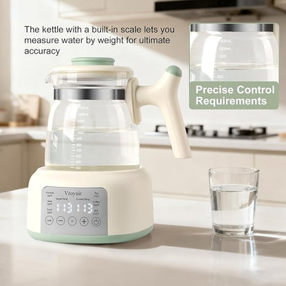 Instant Baby Water Warmer and Formula Dispenser, 1.5L Detachable Glass Tank with 6-Temp Settings, 72H Keep-Warm & Night Light, Universal for All Baby Bottles