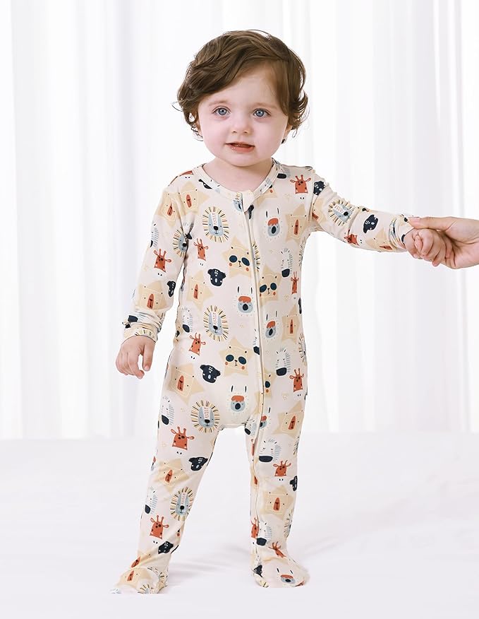 Baby Footie Romper Pajamas Unisex Newborn Infant Pjs Soft Rompers Viscose from Bamboo Sleepwear