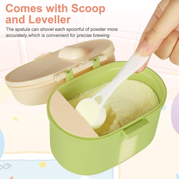 Accmor Baby Formula Dispense On The Go, Portable Milk Powder Formula Dispenser with Scoop,Formula Containers for Travel Hold 8.5oz/240g Formula,Green