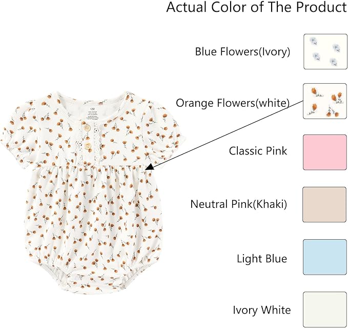 Baby Girl Clothes Cotton Bubble Romper Floral Bodysuits Infant Outfit Set