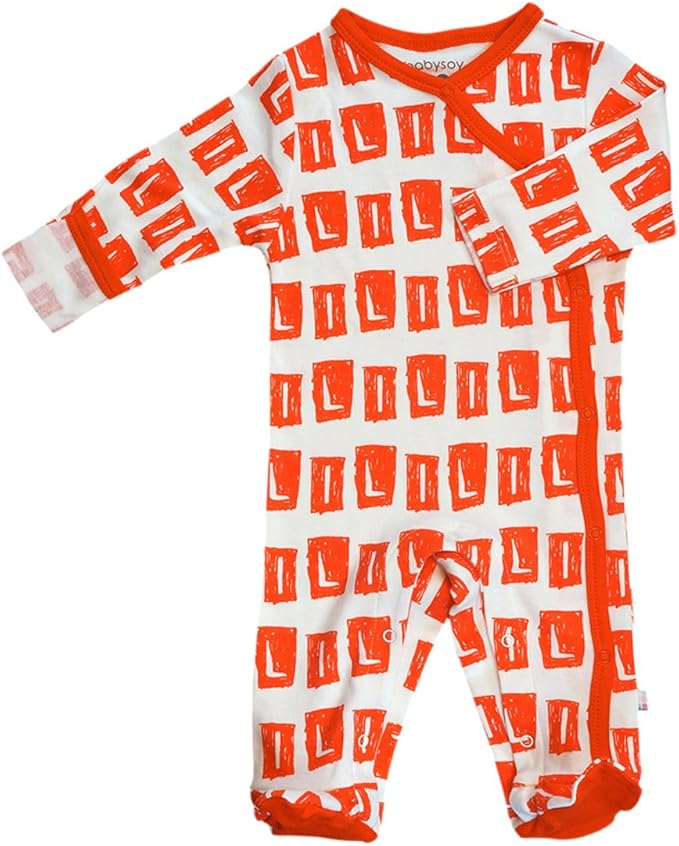 Babysoy Organic Newborn Baby Alphabet Footie Onepiece with Feet (06-12 Months, L)