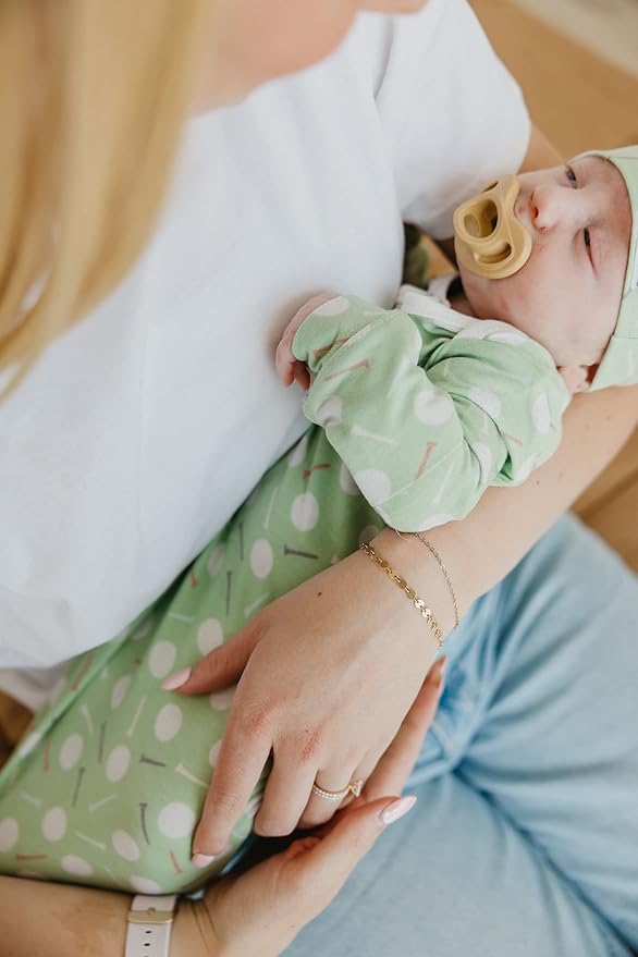 Copper Pearl Baby Gown - Knotted Newborn Sleepers for Baby Boy and Girl, Soft Stretchy Long Sleeve Infant Gowns with Bottom Tie and Hand Mittens, Perfect Hospital Coming Home Outfit (Bogey)