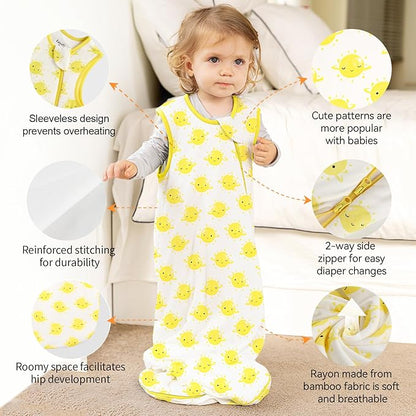 Rayon Made from Bamboo Sleep Sack 2t-3t Supersoft Toddler Sleep Sack 24-36 Months 1.0 Tog Baby Wearable Blanket with 2-Way Zipper Unisex Sleeping Bag for Babies