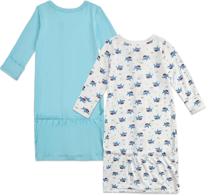 Aablexema Baby Nightgowns Rayon of Bamboo, 2Pcs Newborn Sleeper Gown with 2-way Zipper, Flip Mittens & Foot Cover