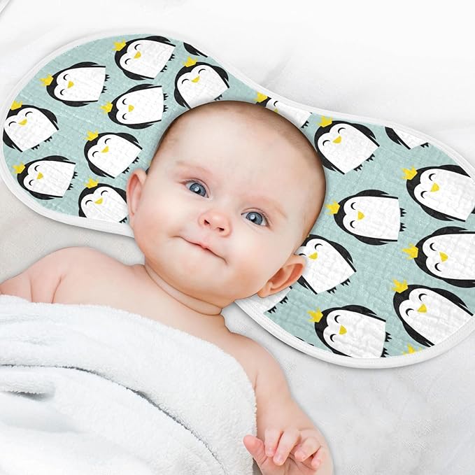 vvfelixl Baby Burp Cloths Penguins Princes with Crowns Baby Newborn Cotton Burping Cloths Set Baby Washcloths 4 Pack