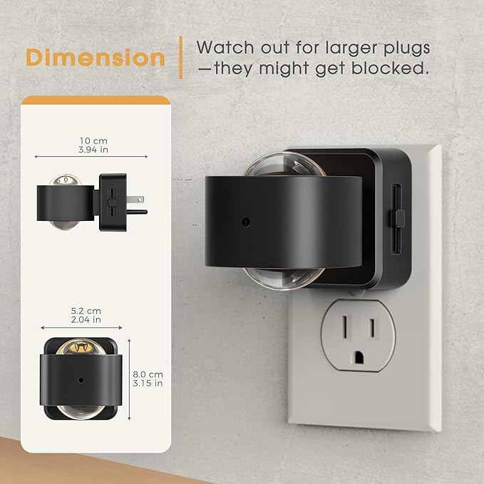 Briignite Night Light Projector, LED Night Lights Plug into Wall, 180° Rotating Night Light for Kids, Dusk to Dawn Sensor, 0-150LM Dimmable, Warm White Ambient Lighting for Bathroom, Gifts