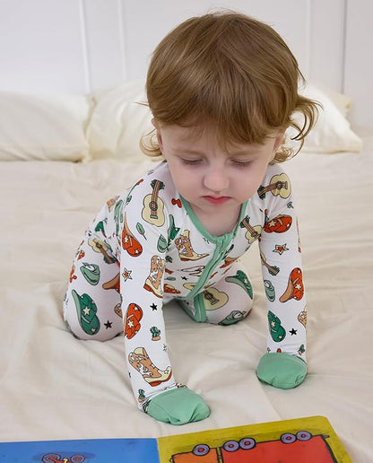 Bamboo Viscose Baby Convertible Footie Pajama, Zipper Pajamas for Baby Boys & Girls, Sleep & Play Footed Pjs