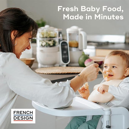 Babymoov Duo Meal Station 6-in-1: Multi-Speed Baby Food Maker, Steamer & Puree Blender, Baby Food Processor that Warms & Defrosts, Bottle Sterilizer (Nutritionist Approved), Mineral Beige