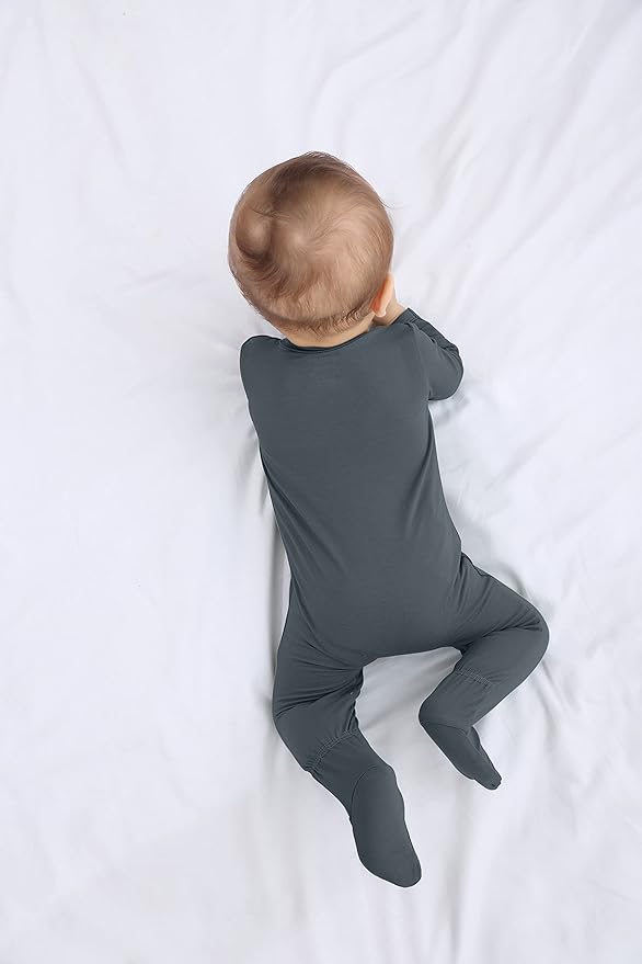 Baby Boy Footed Pajamas with Mittens,Rayon Made from Bamboo Sleepers, 2 Way Zipper Long Sleeve Pjs