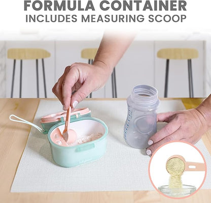 Lulyboo Baby Formula Milk Powder Container - Travel-Friendly, Airtight Storage with Scoop & Spork, Compact BPA-Free, Easy-to-Clean Portable Baby Feeding Accessories (Green)