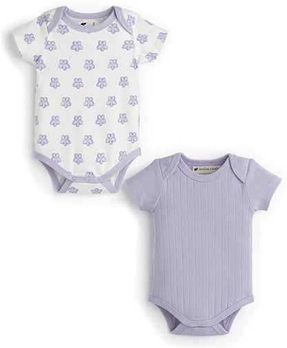 MONICA + ANDY Short Sleeve Jack & Jill Bodysuit, 100% Organic Baby Clothes for Girls & Boys, Newborn, Infant & Preemie Sizes