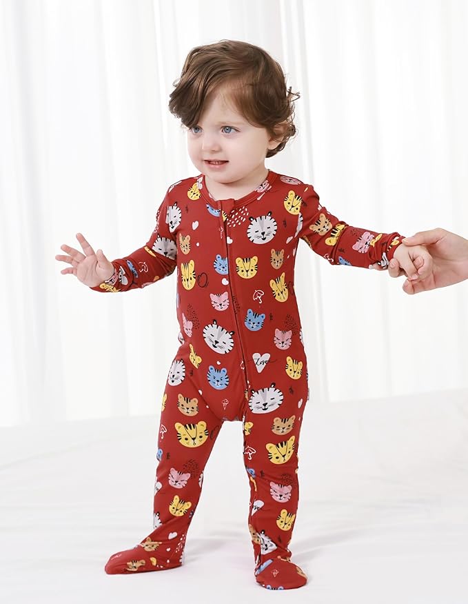 Baby Footie Romper Pajamas Unisex Newborn Infant Pjs Soft Rompers Viscose from Bamboo Sleepwear