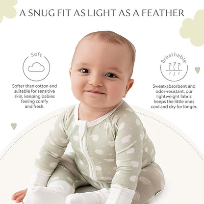 Bamboo Little Ultra-Soft Convertible Baby Romper - Gender Neutral Infant Clothes with 2-Way Zipper, Footless Sleepwear