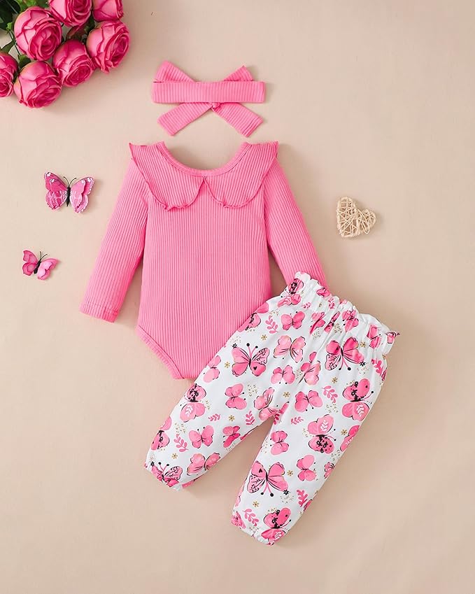 Newborn Baby Girl Clothes Infant Girl Outfits 0 3 6 12 18 Months Clothes for Girls Headband Clothing Set
