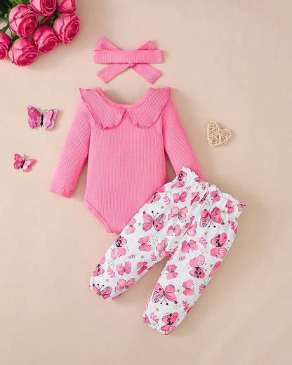 Newborn Baby Girl Clothes Infant Girl Outfits 0 3 6 12 18 Months Clothes for Girls Headband Clothing Set