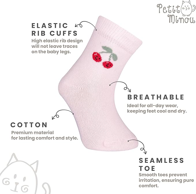 Bella Baby & Toddler Seamless-Toe Turkish Cotton Crew Socks (6-Pack)