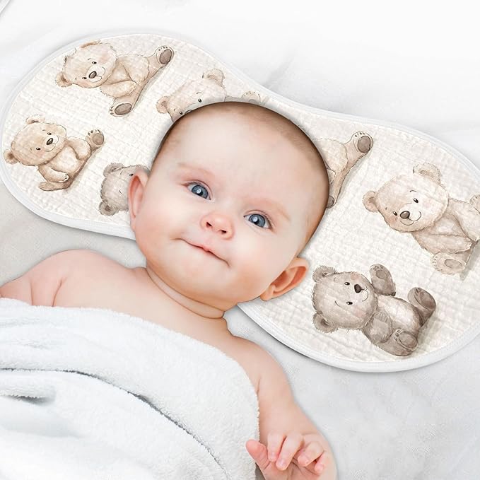 vvfelixl Muslin Burp Cloths Watercolor Bears Baby Washcloths for Baby Girl Boys 2 Pack