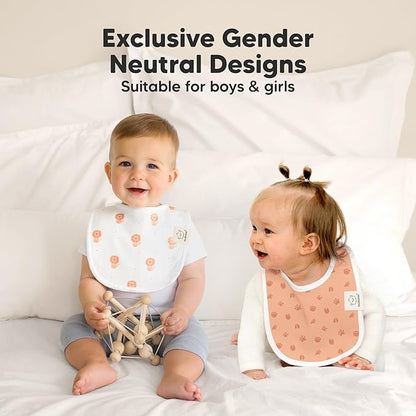 8-Pack Organic Baby Bibs for Boys, Girls - Soft Cotton Drooling and Teething Bibs for Baby Girl & Boy, Extra Absorbent, Easy To Clean & Put On for Toddler, Newborn, Infant 0-24 Months (Wilderness)