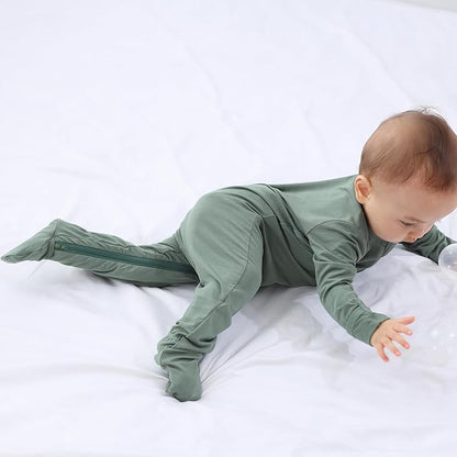 GUISBY Pajamas for Baby Boys & Girls, Infant Onesie with Mitten Long Sleeve Footed Pjs