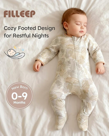 Baby Sleepers 3 Pack Cotton Pajamas for Newborn 0-3 3-6 6-9 Months Boys Girls Clothes Sleep 'N Play Footie PJs