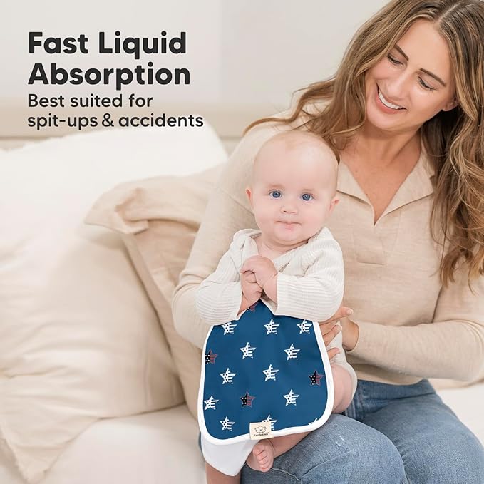 Organic Burp Cloths Baby Boy & Girl - 5-Pack Super Absorbent Cotton Burping Cloths for Babies, Soft & Plush Newborn Spit Up Rags, Infant Towels for Milk Spit Up, Unisex, Large 21" x 10" (U.S.A)