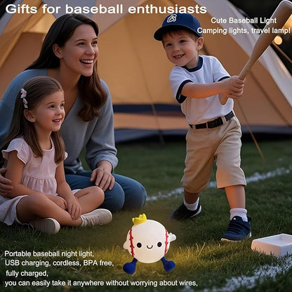 DREAMING MY DREAM Baseball Night Light,Cute Silicone Squishy Novelty LED Night Lamp, Touch Lamp with 2 Levels Dimmable 20Min Timer,for Nursery Bedroom Kids Room Boys Girls Gifts