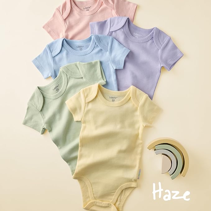Avery 5-Pack Short Sleeve Bodysuits 100% Organic Cotton for Baby Boys & Girls