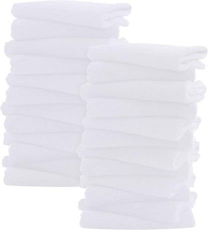 Sunny zzzZZ Ultra Soft 24 Pack Baby Washcloths - 10x10 Inches - Coral Fleece Extra Absorbent Wash Clothes for Babies, Infants and Toddlers - Sensitive Skin and Newborn - Ideal Baby - White
