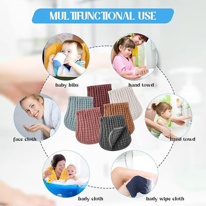 Frienda 6 Pack Muslin Burp Cloths Cotton Large 20''x 9'' Extra Absorbent and Soft Baby Burping Cloth for Baby Boy Girl Unisex(Fresh Colors)