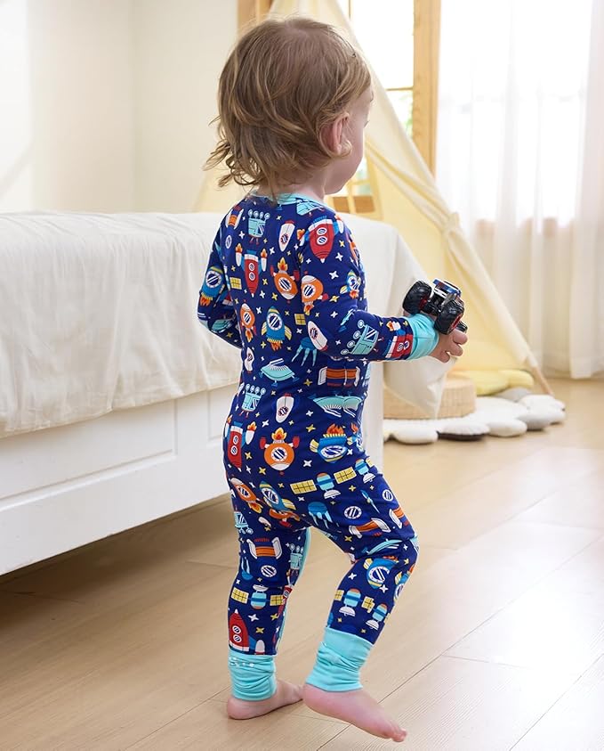 Bamboo Viscose Baby Convertible Footie Pajama, Zipper Pajamas for Baby Boys & Girls, Sleep & Play Footed Pjs