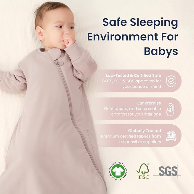 Unisex Sleeping Bag for Babies and Toddlers 1.0 Tog Sleep Sack 0-6 Months, Newborn Sleep Sack, Wearable Blanket Baby, One Piece Long Sleeves, Gifts for Baby