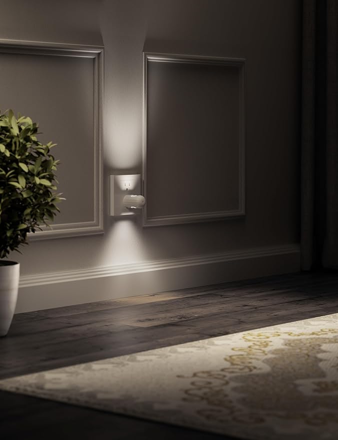 6 Pack Mini LED Night Light Plug in Wall - Dusk to Dawn Auto On/Off, 4000K Cool White 100 Lumen, 360° Adjustable Lighting for Bedroom, Bathroom, Stairs, Kids Room, Hallwayay